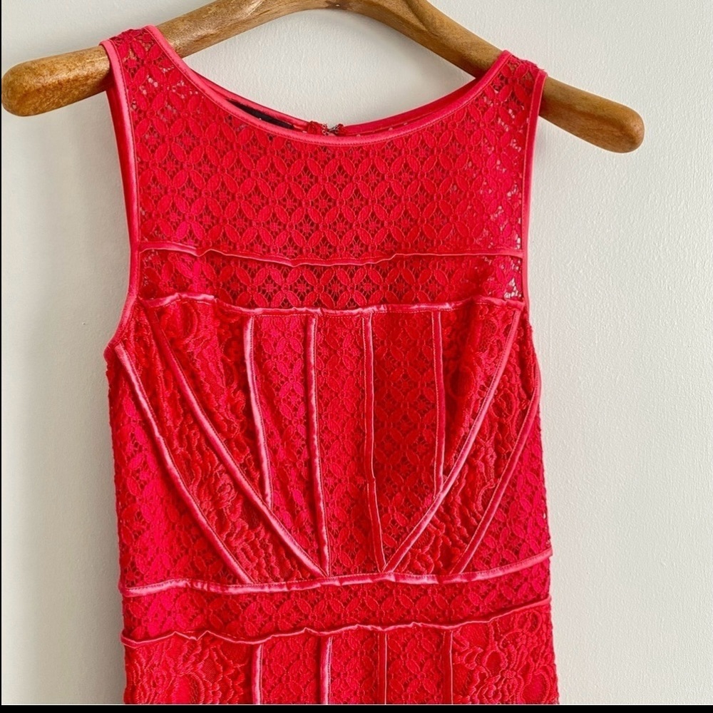 bebe Red Lace Sleeveless Midi Dress - Picture 2 of 3